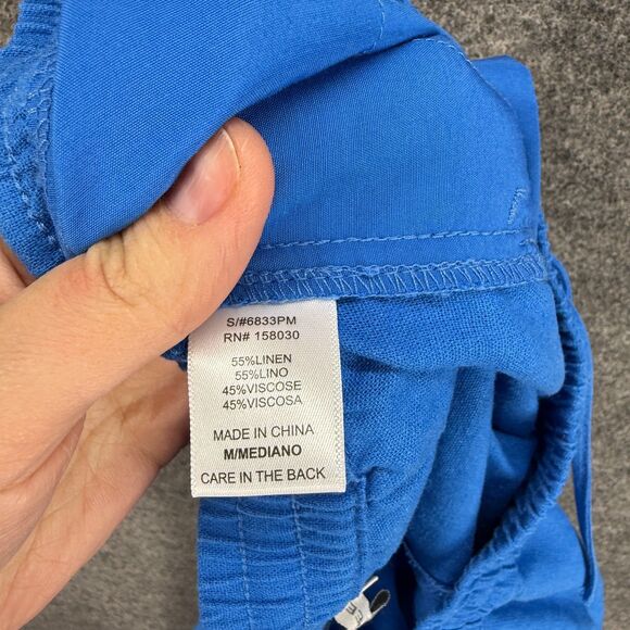 Love Tree Cargo Pants Women M Medium Blue High Rise Linen Drawstring Pockets - Picture 7 of 8